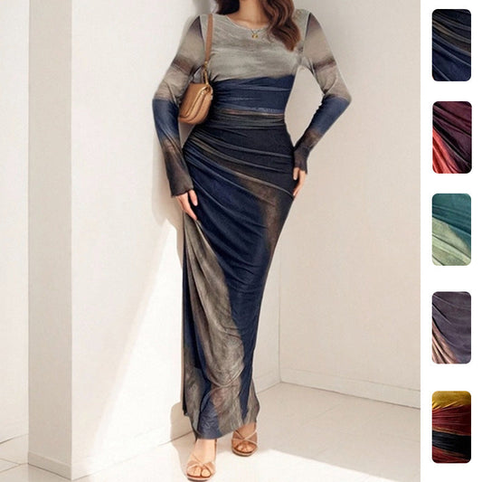 Elegant Long Sleeve Bodycon Dress in Red and More