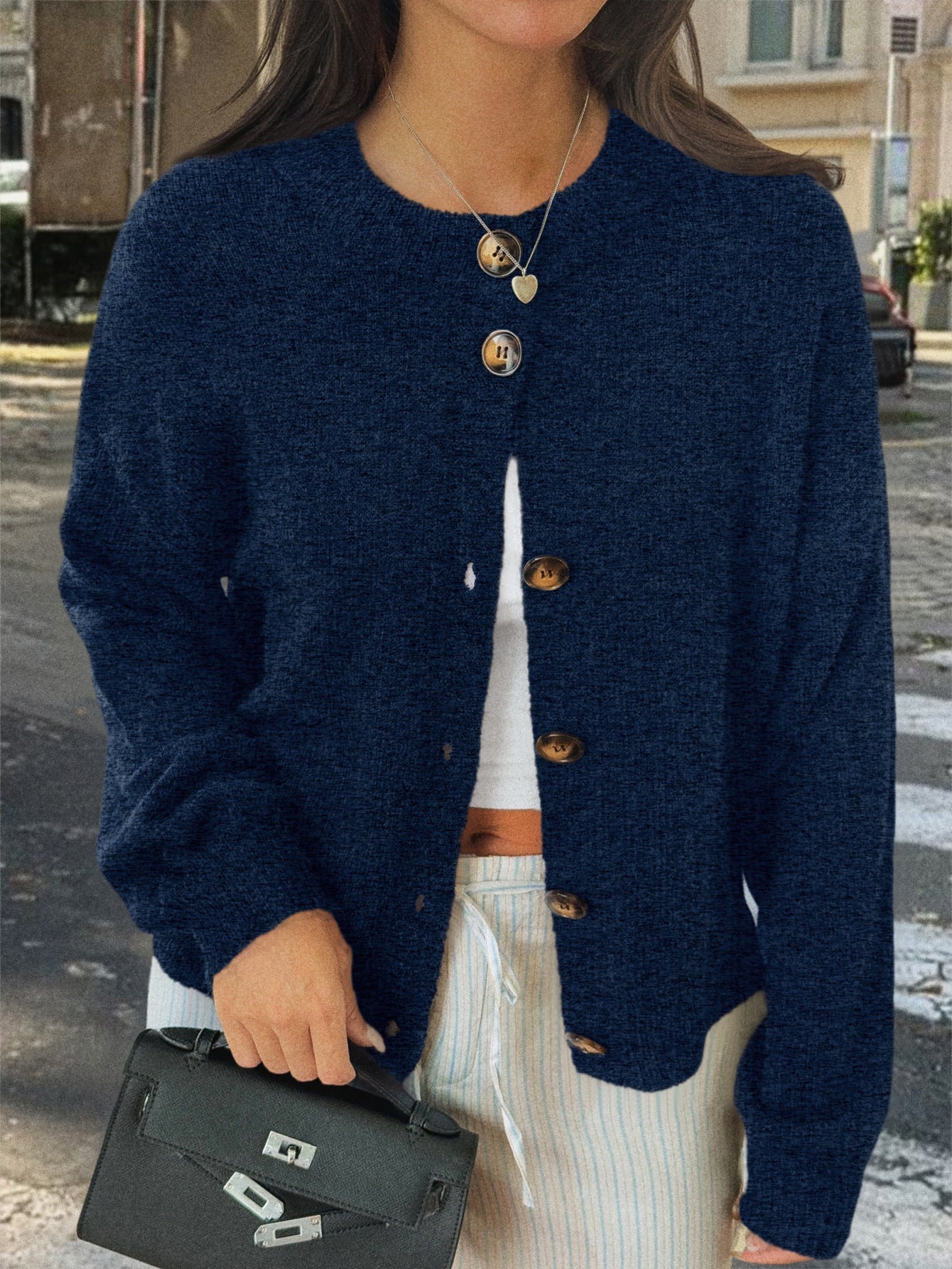Minimalist Long Sleeve Button Down Knit Cardigan