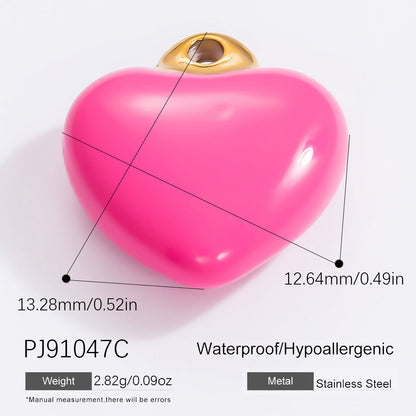 Colorful Heart Moon Pendant Charm Stainless Steel DIY Earrings