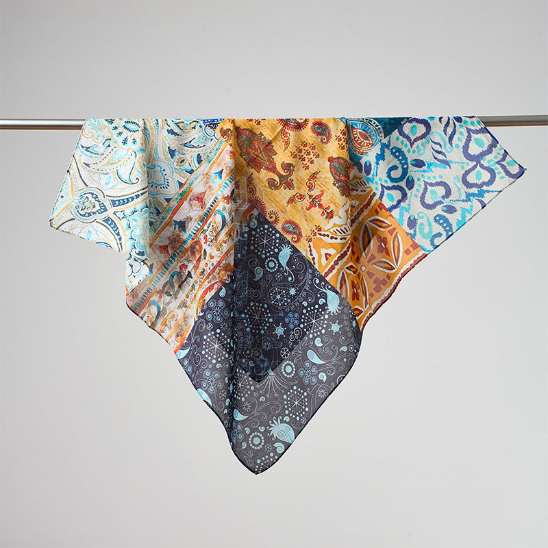 Flower Print Breathable Soft Silk Scarf