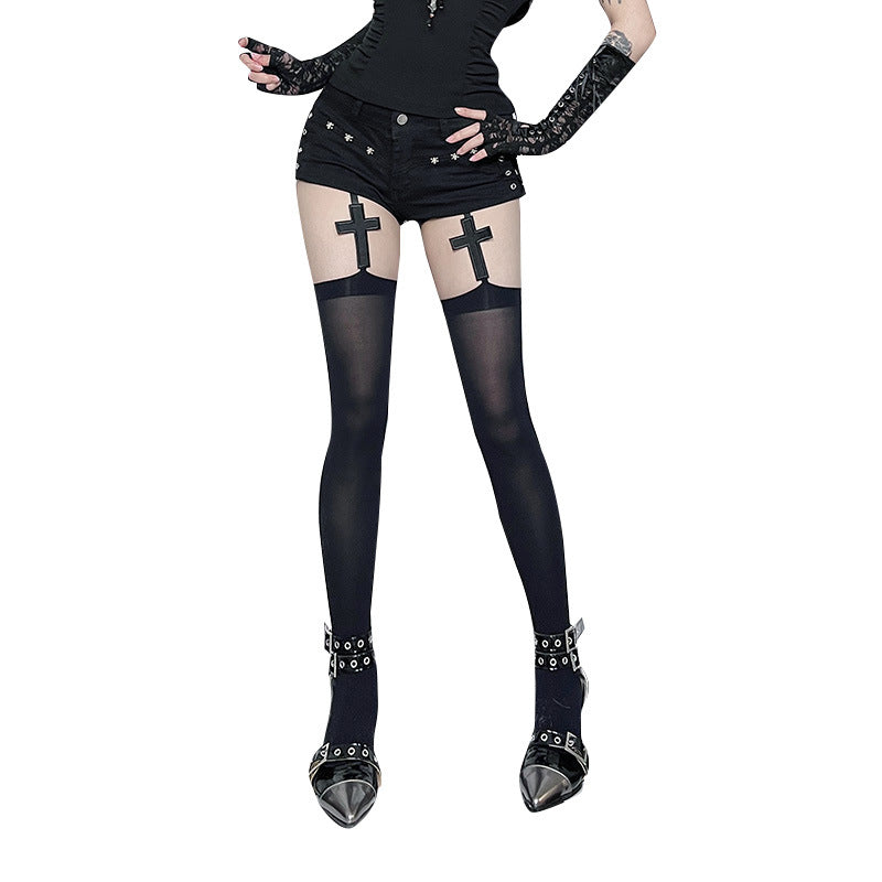 Cross Pattern Over Knee Suspender Socks Trendy Sexy Style