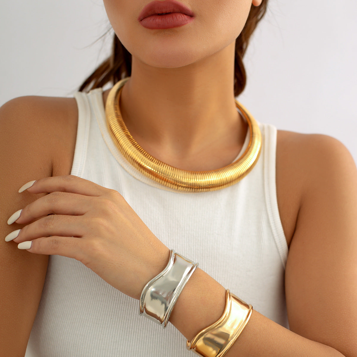 Punk Style Geometric Metal Choker Necklace