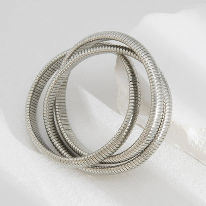 Vintage Metal Twist Line Bracelet Set With Irregular Ruffled Pearl