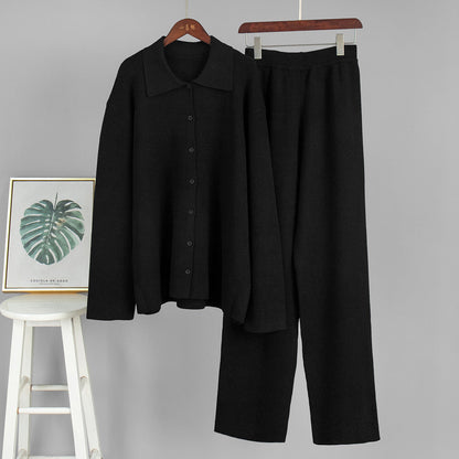 Oversized Knitted Lounge Set Casual Pullover and Pants