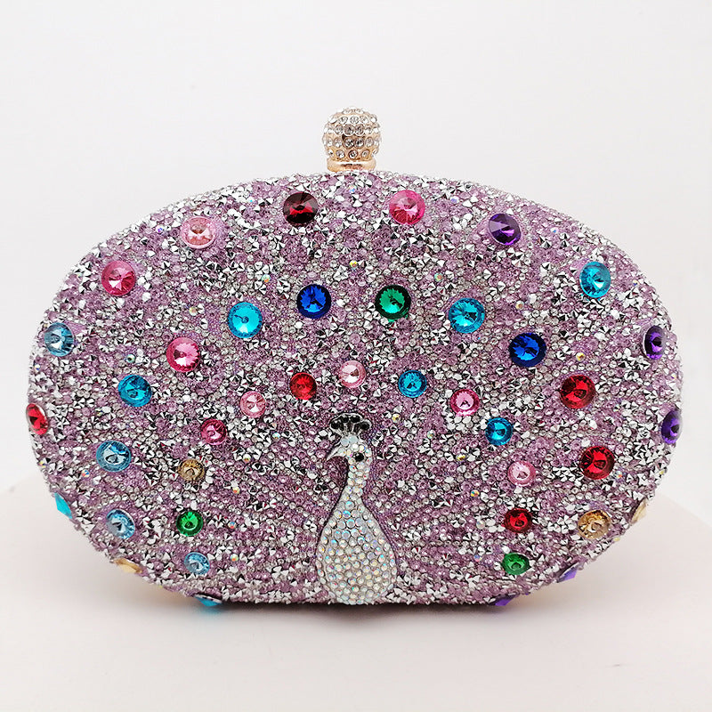 Vintage Peacock Rhinestone Evening Bag Elegant Party Purse