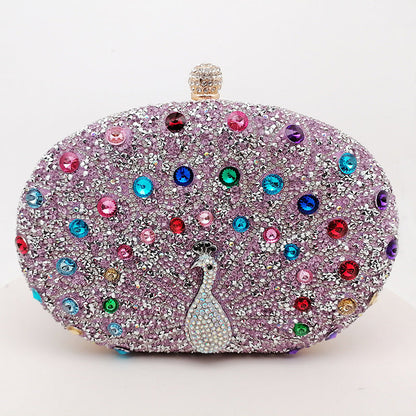 Vintage Peacock Rhinestone Evening Bag Elegant Party Purse