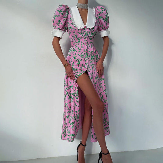 French Style Elegant Maxi Dress With Doll Collar