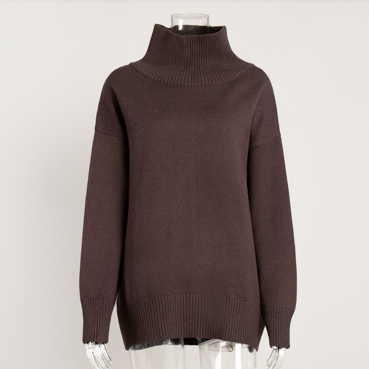 Winter High Neck Solid Color Knit Sweater