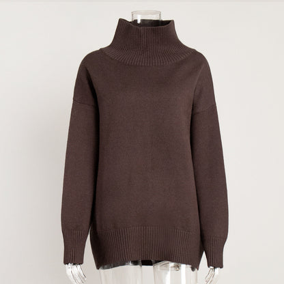 Winter High Neck Solid Color Knit Sweater