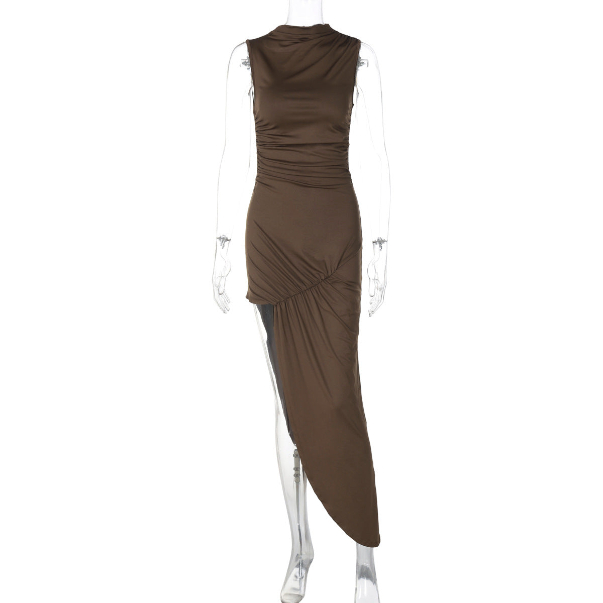 Bodycon Ruched Midi Dress with Side Slits