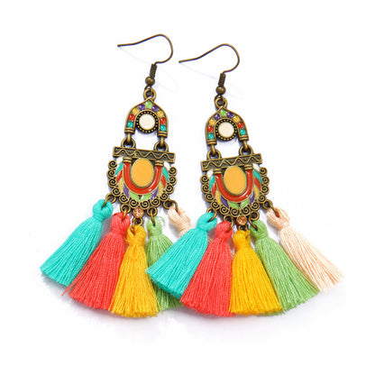 Trendy Ethnic Style Tassel Earrings Colorful Jewelry