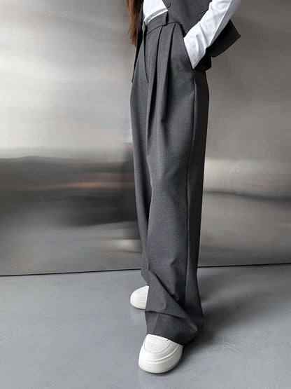 Wide Leg Trousers Elegant Casual Polyester Pants