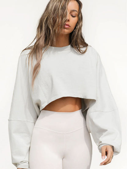Casual Solid Color Crop Sweatshirt for Women