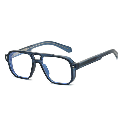 Trendy Double Bridge Pilot Glasses with Clear Lenses