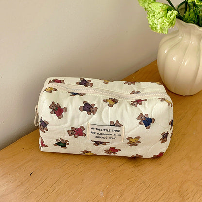 Cartoon Bear Makeup Bag Large Capacity Portable Travel Toiletry Organizer
