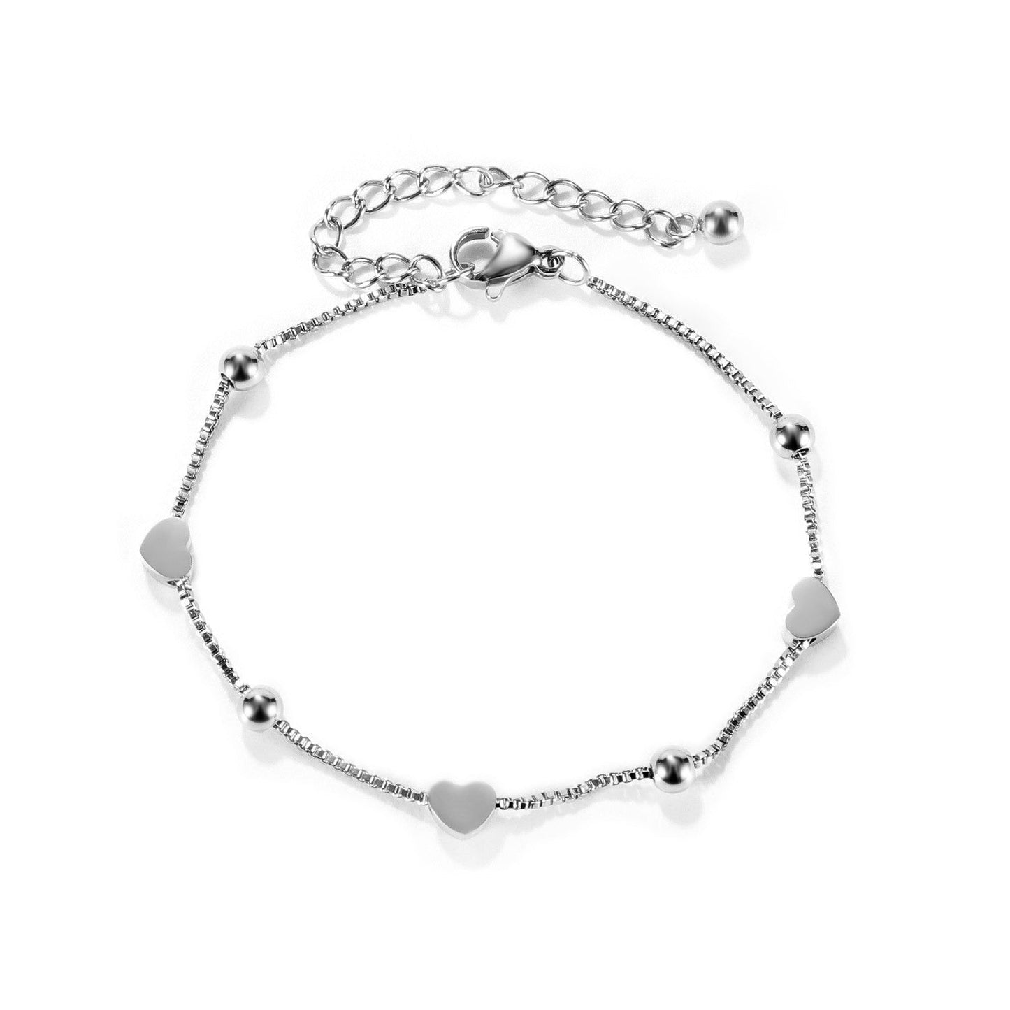 Minimalist Stainless Steel Heart Chain Bracelet
