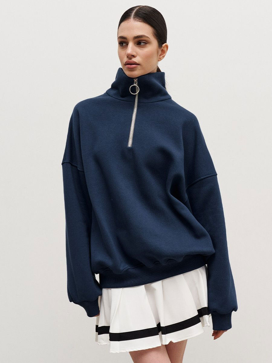 Loose Lapel Zipper Hoodie