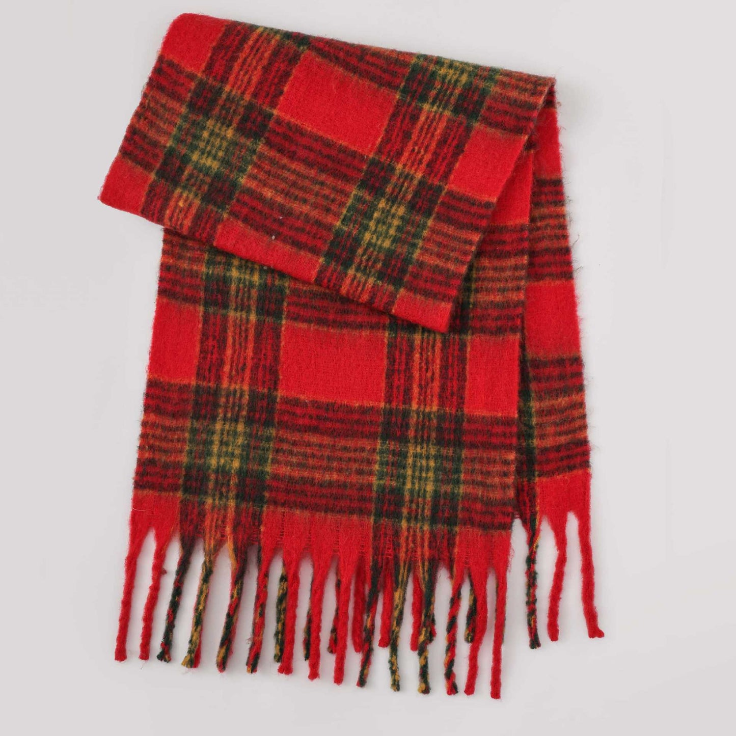 Trendy Plaid Thicken Warm Tassel Knit Scarf