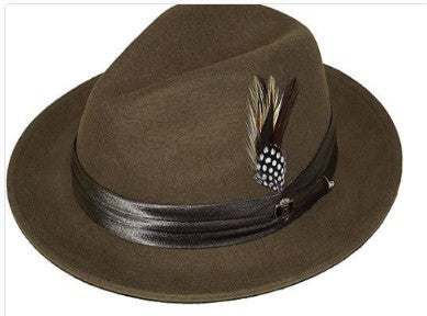 Men's Wool Fedora Hat with Bowknot and Feather, Stylish Fall Winter Accessory