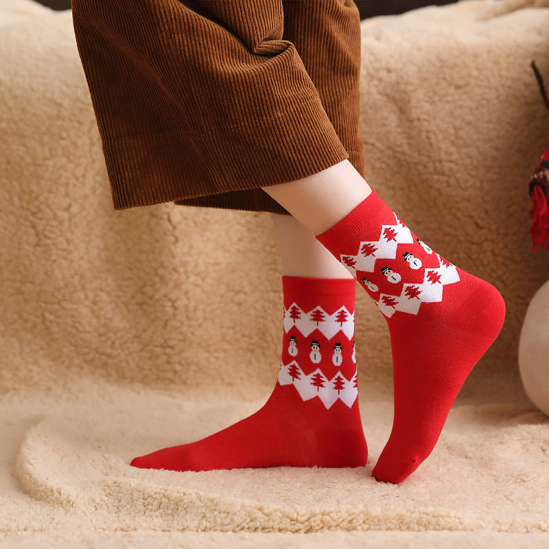 Christmas Reindeer Cartoon Funny Crew Socks