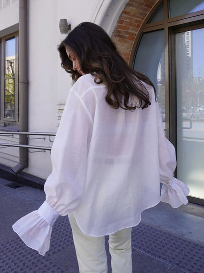 Casual Long Sleeve Shirt for Women - Lyocell Blended Workwear