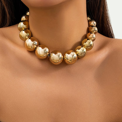 Bold Geometric Bead Choker Necklace Fashion Jewelry