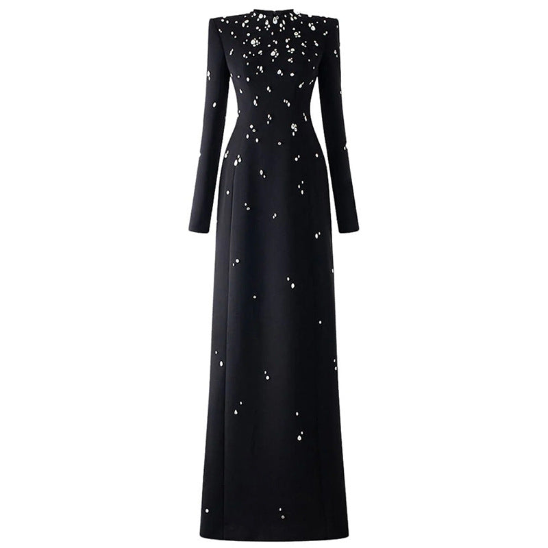 Elegant Long Sleeve A-Line Maxi Dress