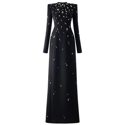 Elegant Long Sleeve A-Line Maxi Dress