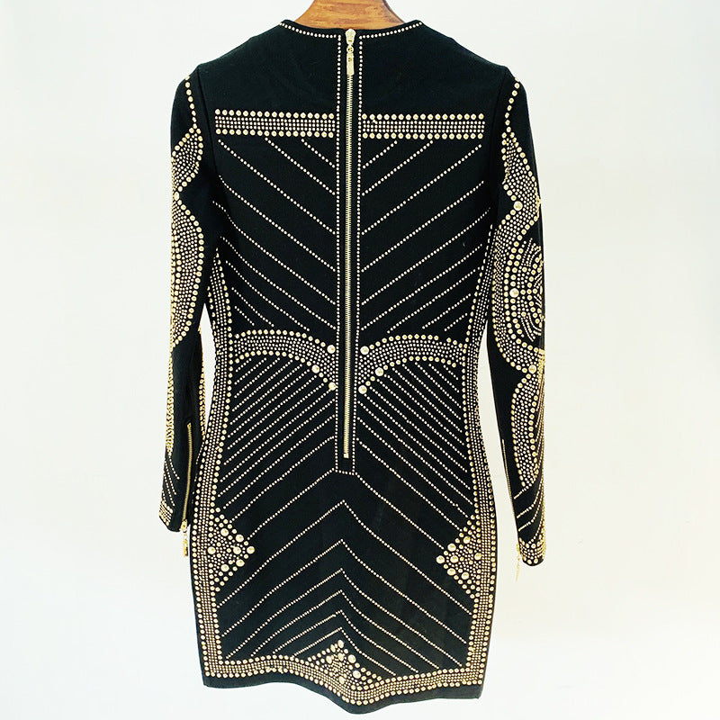 Metallic Sequin Bodycon Dress Long Sleeve