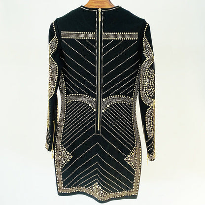 Metallic Sequin Bodycon Dress Long Sleeve
