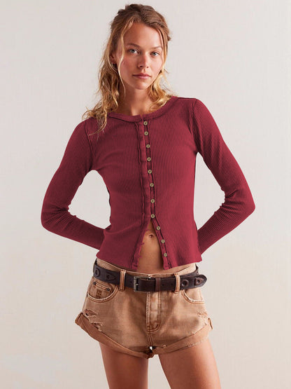 Fashionable Women's Button Cardigan in Solid Color
