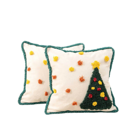 Minimalist Plush Embroidery Christmas Throw Pillow Case