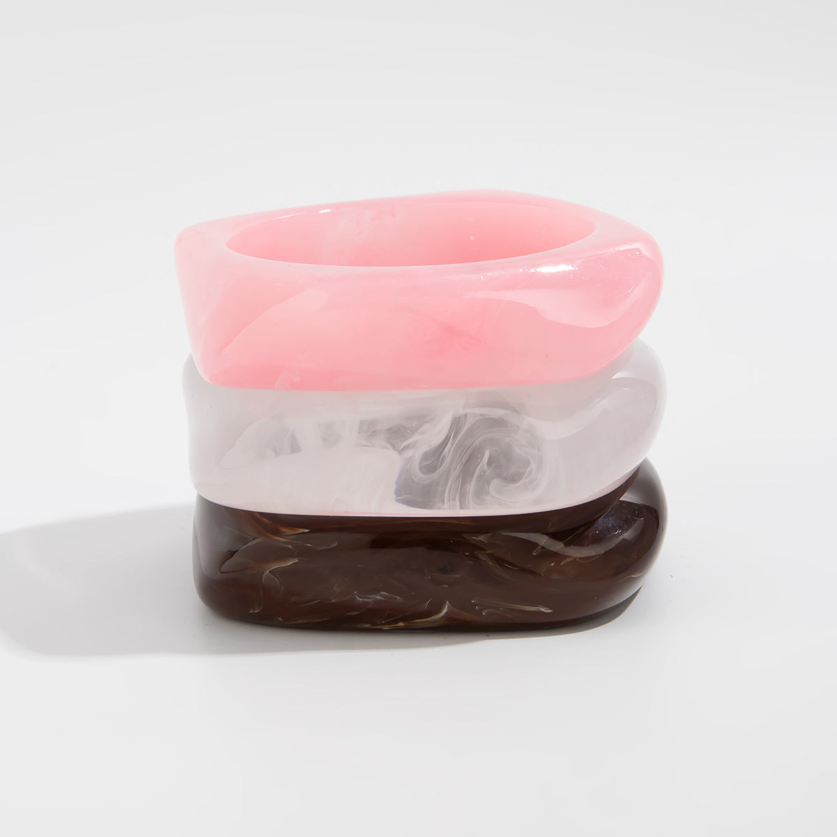 Geometric Acrylic Macaron Bangles Trendy Semi-Transparent Bracelets