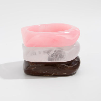 Geometric Acrylic Macaron Bangles Trendy Semi-Transparent Bracelets
