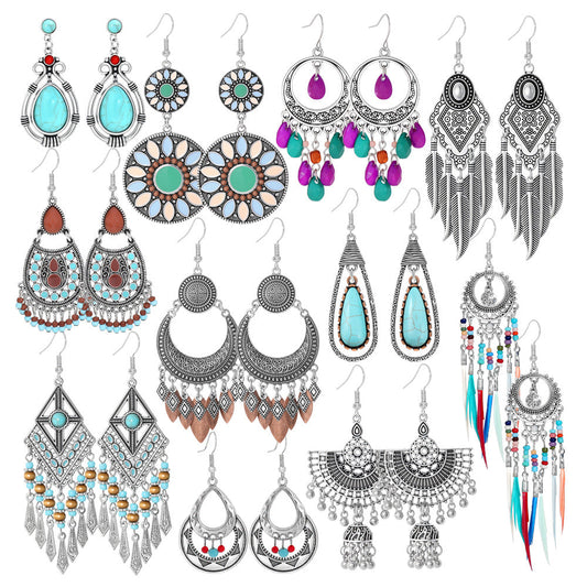 Bohemian Vintage Floral Tassel Earrings for Women