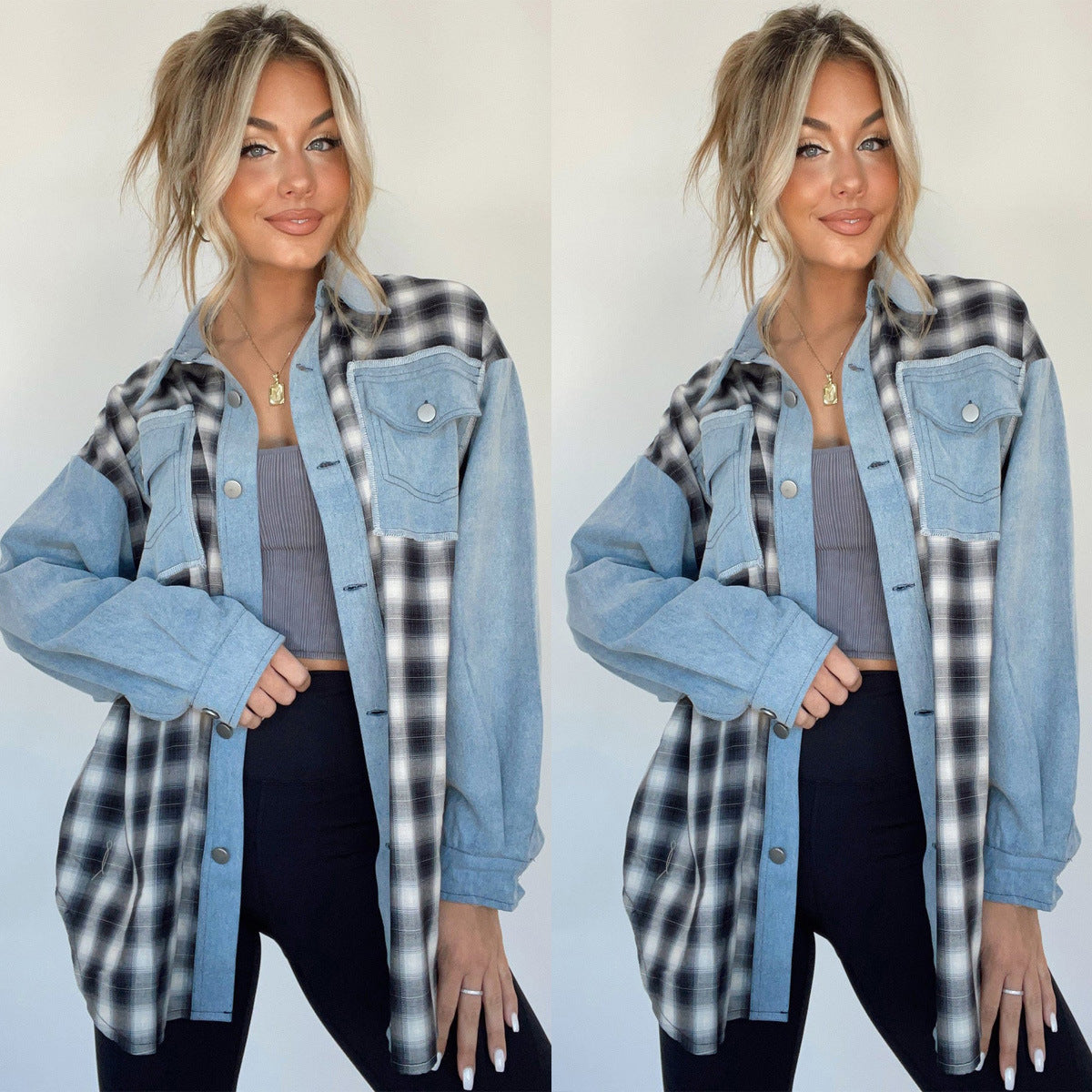 Plaid Bamboo Oversized Jacket for Women
