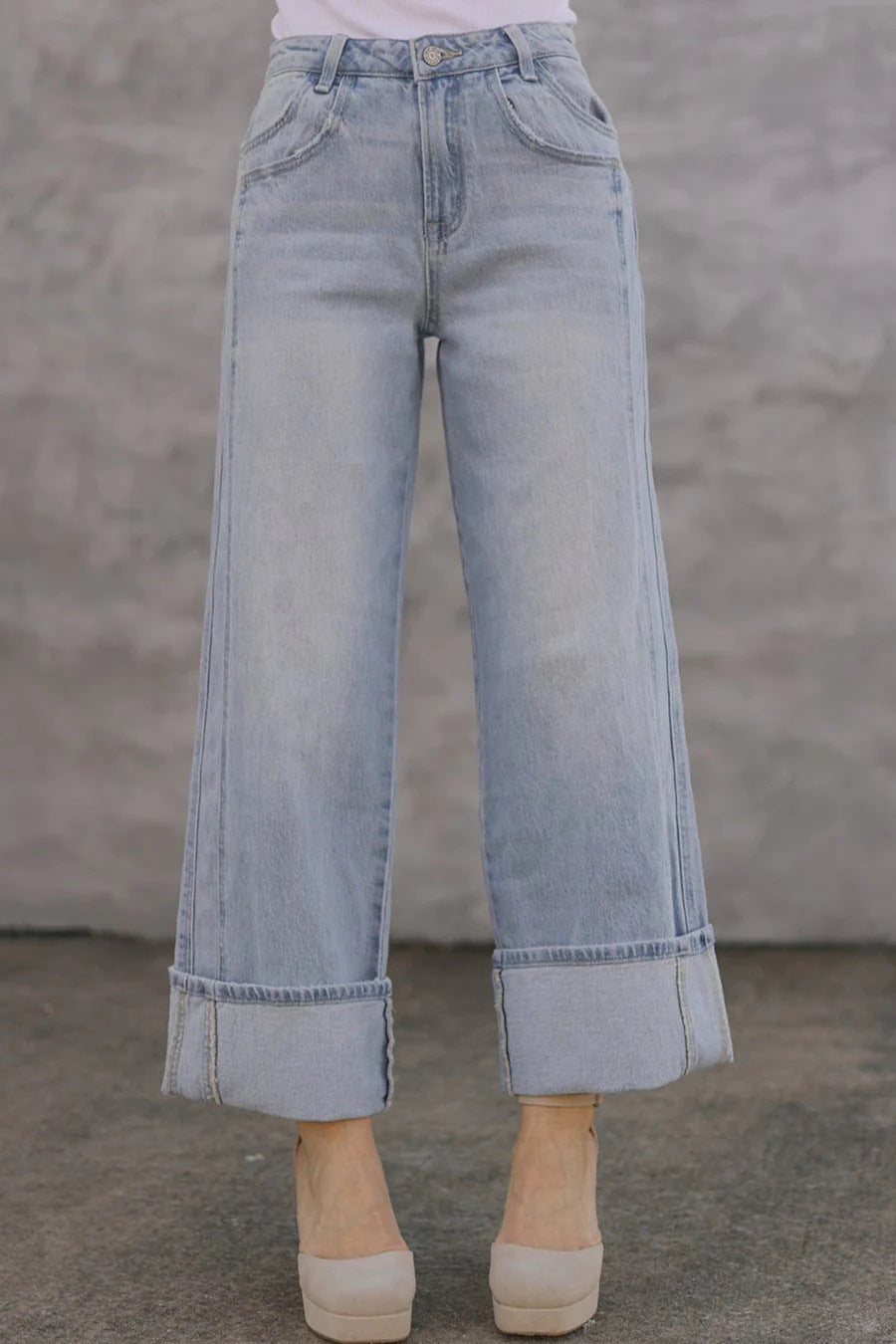 Casual Loose-Fit Mid-Rise Straight Leg Women's Fashion Jeans