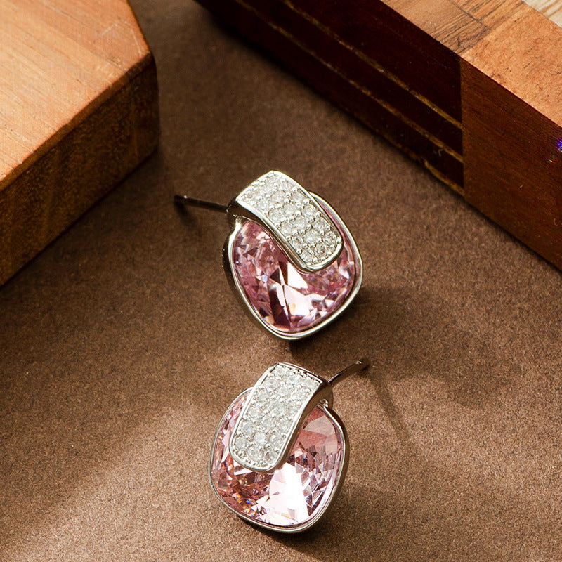 Elegant Geometric Crystal Zirconia Earrings For Women