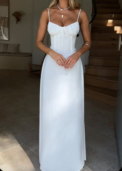 Maxi Dress Yellow Cotton Spaghetti Strap