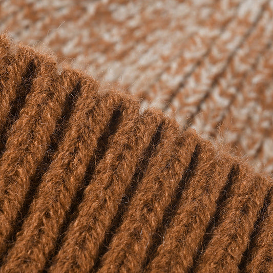Spliced Color Block Knit Hat Simple Beanie