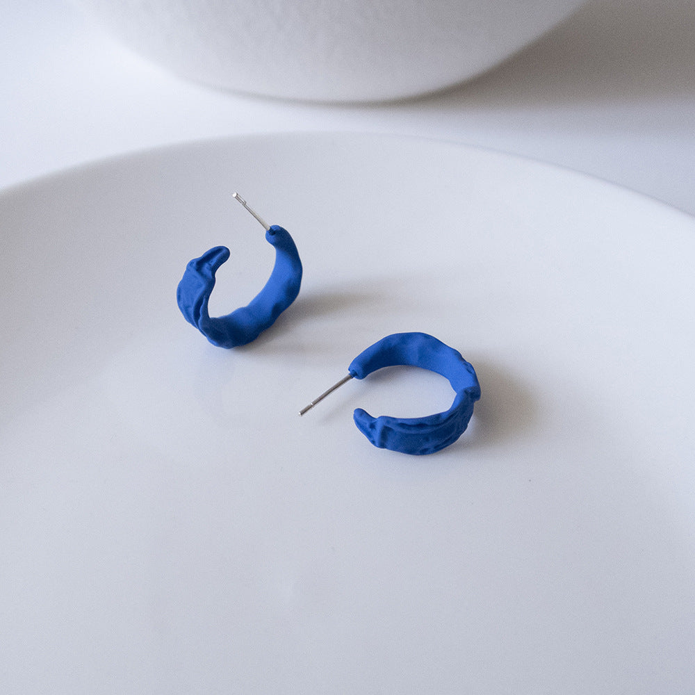 Stylish Ruched Geometric C-Shaped Hoop Earrings