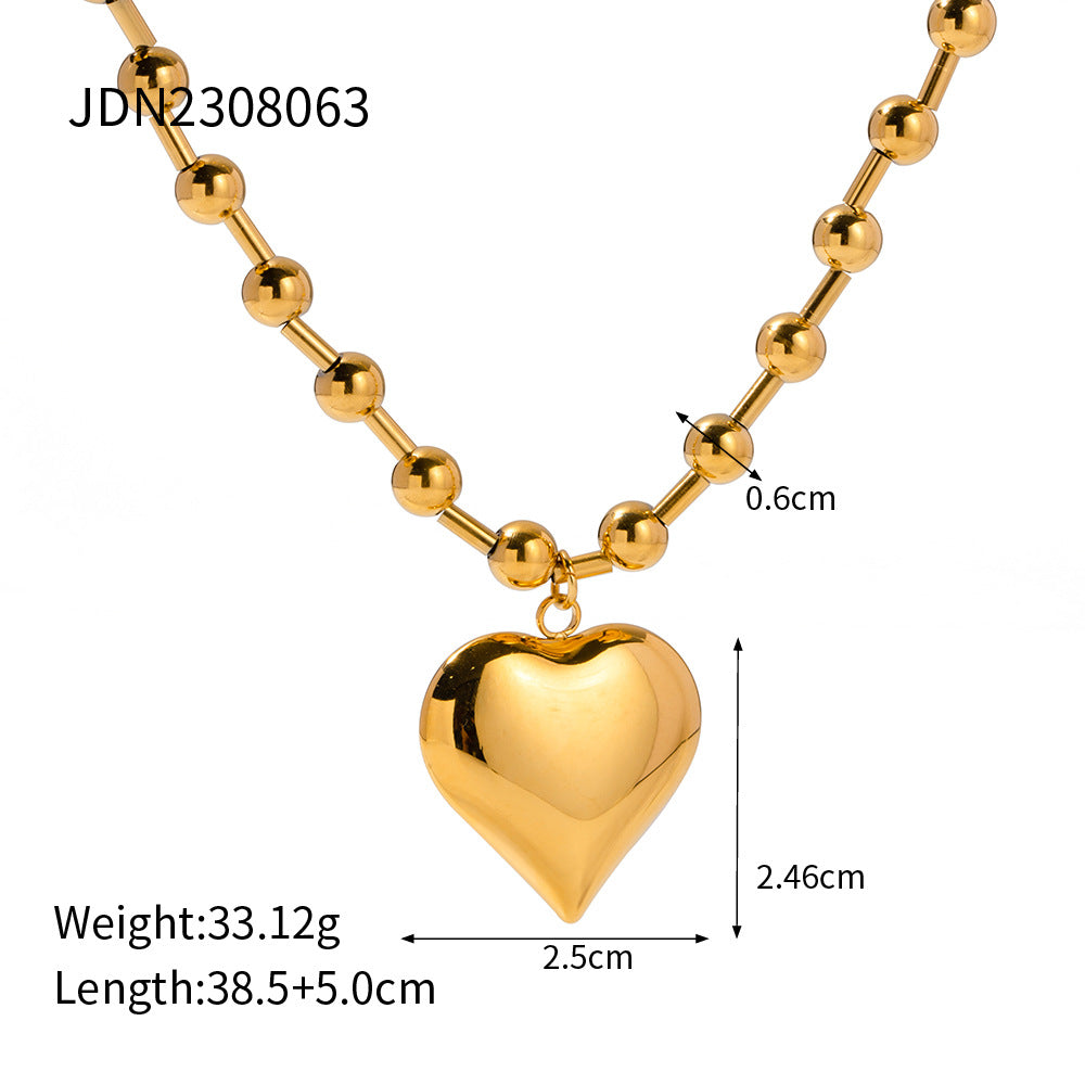 CubicÂ Love Pendant Bead Chain Necklace