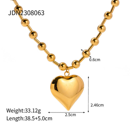 CubicÂ Love Pendant Bead Chain Necklace