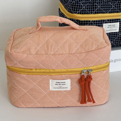 Classic Plaid Cosmetic Bag Minimalist Travel Pouch