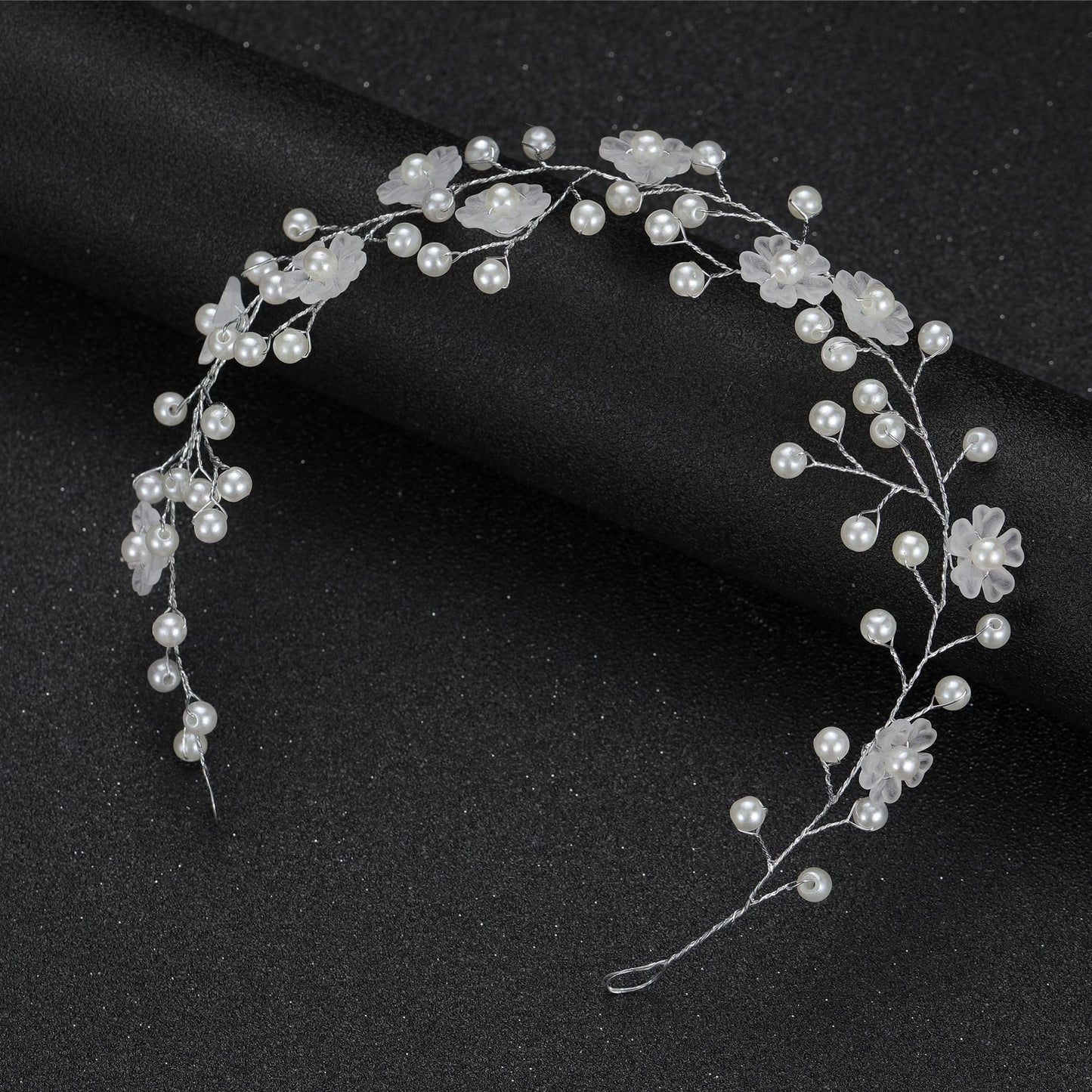Transparent Plastic Flower Pearl Handmade Headband for Weddings
