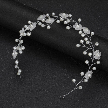 Transparent Plastic Flower Pearl Handmade Headband for Weddings