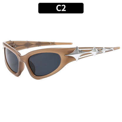 Trendy Outdoor UV Protection Sunglasses Stylish Futuristic Rectangular Shades