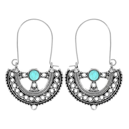 Turquoise Geometric Metal Tassel Earrings for Women