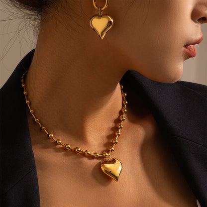 CubicÂ Love Pendant Bead Chain Necklace