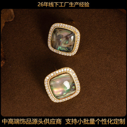 Elegant Shell Stud Earrings With Natural Abalone Inlay